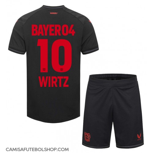 Camisa de time de futebol Bayer Leverkusen Florian Wirtz #10 Replicas 1º Equipamento Infantil 2023-24 Manga Curta (+ Calças curtas)